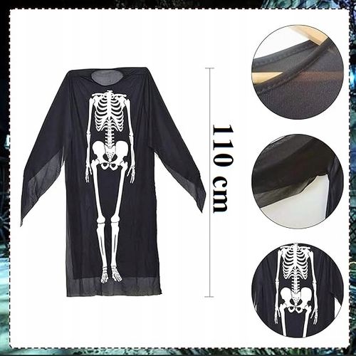 Kostium na Halloween Przebranie KOŚCIOTRUP SZKIELET Ponczo Tunika - na Arena.pl