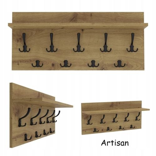 Wieszak na ubrania ścienny panelowy 9 haków 70x40 Biały na Arena.pl