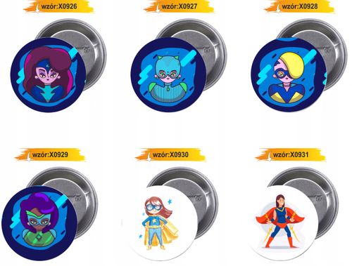 Przypinki buttony SUPER BOHATER grafika twój wybór na Arena.pl