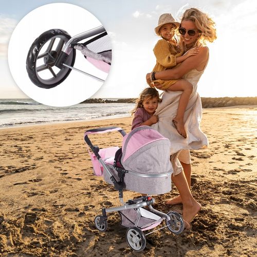 WÓZEK DLA LALEK GŁĘBOKI SPACERÓWKA TORBA GONDOLA SKŁADANY REGULACJA RĄCZKI na Arena.pl