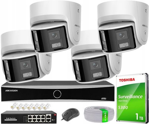 Zestaw Monitoringu 8MPx Hikvision Acusense 4x DS-2CD2346G2P-ISU/SL Panorama na Arena.pl