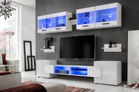 Pan Igiełka - Meblościanka do Salonu LED RGB Biały, Zestaw Mebli