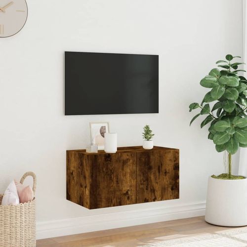 Ścienna szafka TV z LED, przydymiony dąb, 60x35x31 cm na Arena.pl