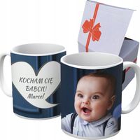 FOTO KUBEK Z WŁASNYM ZDJĘCIEM PREZENT ŚWIĄTECZNY DZIEŃ BABCI DZIADKA ŚWIĘTA