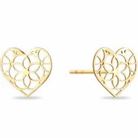 Złote kolczyki gwiazd 585 koronka AŻUROWE SERCE
