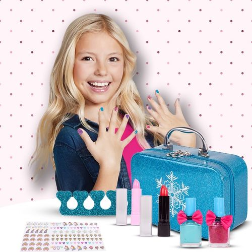 KUFEREK KOSMETYKÓW ZESTAW DO MAKIJAŻU I PAZNOKCI ŚNIEŻYNKA DLA DZIECI na Arena.pl