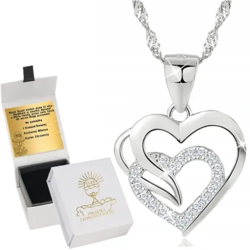 SREBRNY NASZYJNIK SERCE SREBRO 925 ŁAŃCUSZEK DAMSKI Z ZAWIESZKĄ GRAWER na Arena.pl