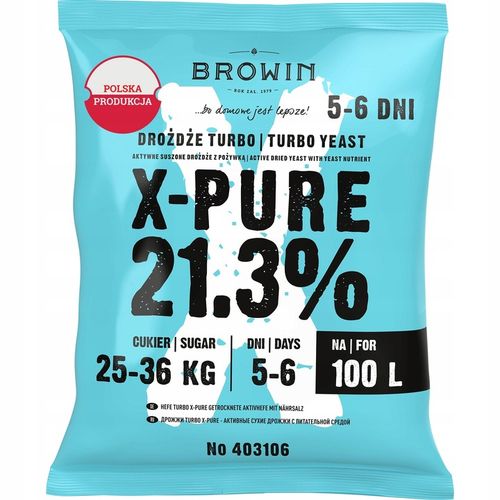 Drożdże gorzelnicze Turbo X-Pure 21,3% na 100L na Arena.pl