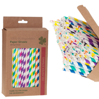 TG55984 SŁOMKI RURKI DO PICIA PAPIEROWE 200SZT KOLOROWE EKO 20cm 5mm