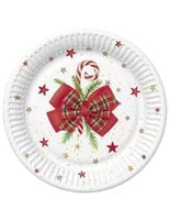 Talerzyki papierowe świąteczne Czerwona Kokarda, 18 cm 8 szt.