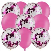 balony różowe konfetti na urodziny zestaw dekoracji na imprezy 10szt party