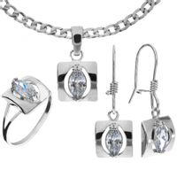 SREBRNY KOMPLET KWADRATY Z MARKIZAMI SREBRO PRÓBY 925