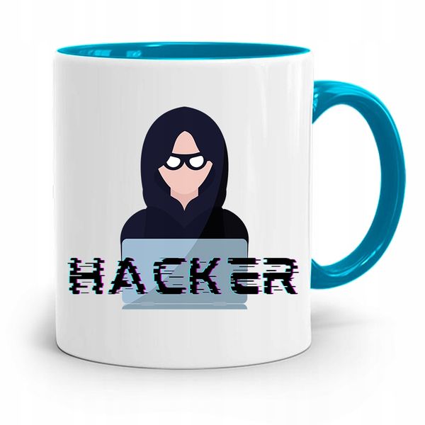 Kubek Błękitny Programisty Hacker Prezent Z Nadrukiem Ze Zdjęciem zdjęcie 1