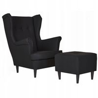 Fotel uszak skandynawski z podnóżkiem eko skóra Family Meble