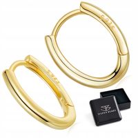 K687 Srebrne owalne kolczyki pozłacane koła zatrzaski srebro 925