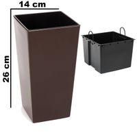 Doniczka wysoka z wkładem połysk mokka H 260 mm