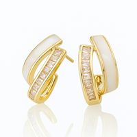 kolczyki ze stali szlachetnej pozłacane 14k złotem, cyrkonie masa perłowa