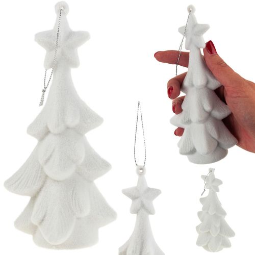 TG61460-1 CHOINKA BIAŁA FIGURKA ZAWIESZKA FLOKOWANA PLUSZOWA BOMBKA na Arena.pl