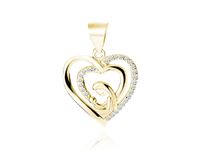 DELIKATNY POZŁACANY SRBRNY WISIOREK SERCE MATKA Z DZIECKIEM BIAŁE CYRKONIE