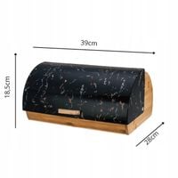 CHLEBAK Jednoczęściowy BAMBUS METAL Stylowy CHLEBAK Czarny 39x28x18,5cm