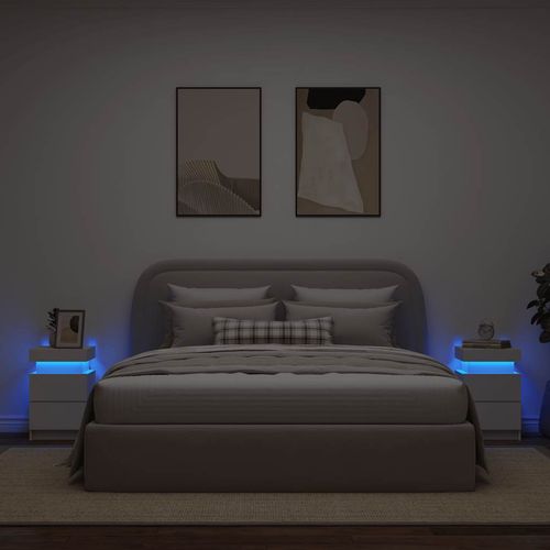 Szafki nocne z oświetleniem LED, 2 szt., białe, 35x39x55 cm na Arena.pl
