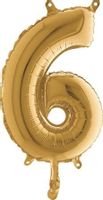 Balon foliowy cyfra "6" złoty, 36 cm