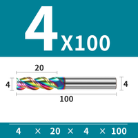 Frez 3 Ostrzowy z Węglika Spiekanego z Powłoką DLC Rozmiar: Ø4x20x4Dx100L