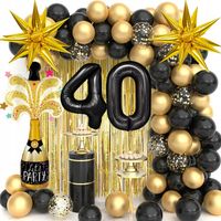 ZESTAW DEKORACJI balony 40 urodziny ŚCIANKA XL URODZINY ZŁOTY-CZARNY PREMIU