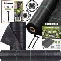 AGROTKANINA AGROWŁÓKNINA MATA ANTYCHWASTOWA UV 3% 90g 1,1x50m + 50x KOŁKI