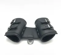 red leather skorzane kajdanki podwojne black - wytrzymała roślinnie