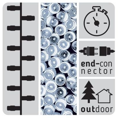 girlanda 200led dodatkowe gniazdo, timer, zimny biały, sieciowa, zew. na Arena.pl