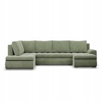 KANAPA NAROŻNIK FORESTA XXL Z OTOMANĄ JASNY ZIELONY POSO SZTRUKS