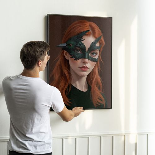 Plakat w ramie portret maska ptak 61x91 cm w czarnej ramie na Arena.pl