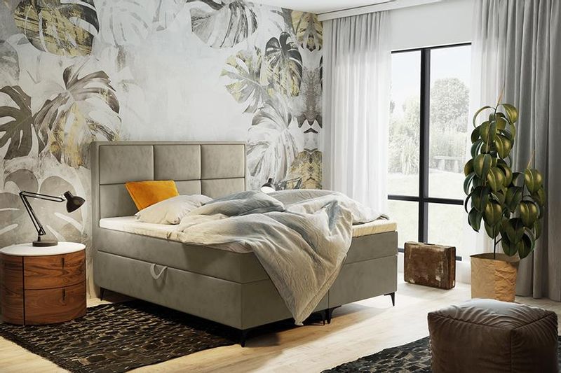 Łóżko kontynentalne VADUZ bezowe 180x200 zdjęcie 1