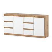 Komoda Szafka Do Salonu Duża 160cm Nowoczesna Szuflady Dąb Wotan Biały Mat