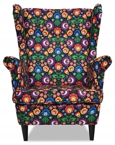 Fotel uszak ARI PRINT z podnóżkiem skandynawski Family Meble łowicki na Arena.pl