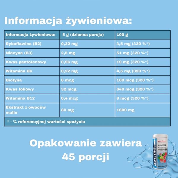 Isoactive ZERO Elektrolity BEZ CUKRU MALINA-LIMONKA zdjęcie 6