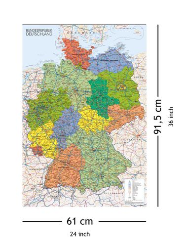 Mapa Niemiec - plakat 61x91,5 cm na Arena.pl