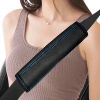 Nakładki Na Pasy Bezpieczeństwa EKO SKÓRA Niebieska Nić Pokrowce Na Pas