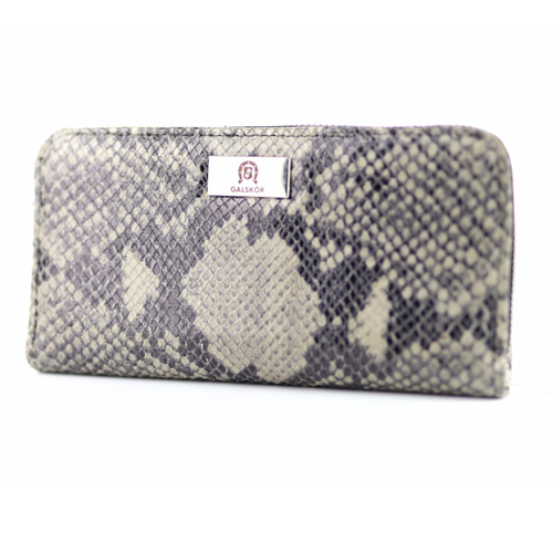 P-02 Portfel skórzany Korona - print wężowy szary KEMER na Arena.pl