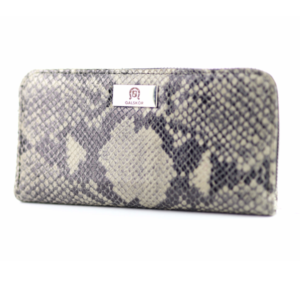 P-02 Portfel skórzany Korona - print wężowy szary KEMER zdjęcie 4