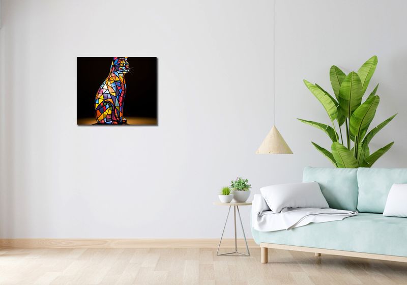 Obraz 60x50cm Koci Witraż zdjęcie 2