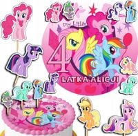 ZESTAW OPŁATEK NA TORT 20CM + TOPPERY PAPIEROWE - MY LITTLE PONY 15CM 18CM