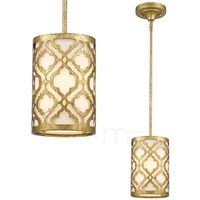 LAMPA wisząca GN-ARABELLA-MP Elstead GILDED NOLA abażurowa OPRAWA metalowy zwis we wzory klasyczny na łańcuchu złoty biały