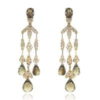 exclusive | kolczyki z żółtego złota 750 z kwarcem dymnym i diamentami