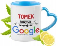 Dla Tomka Kubek Błękitny Z Uszkiem W Kształcie Serca Na Prezent Na Kawę