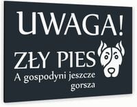 Tabliczka znak informacyjny 20x15 Antracyt UWAGA ZŁY PIES Dibond
