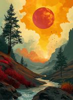 Plakat 40x55cm Dzika Rzeka Zmierzchem