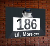 TABLICZKA ADRESOWA z lampką led numer domu nierdzewna ANTRACYT dibond 40x30