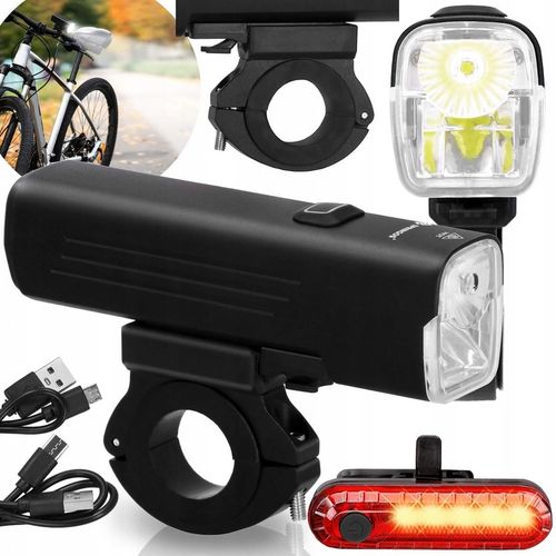 LAMPKA ROWEROWA LED PRZÓD TYŁ MOCNA 1000lm ZESTAW ROWER 4800mAh ALUMINIUM na Arena.pl